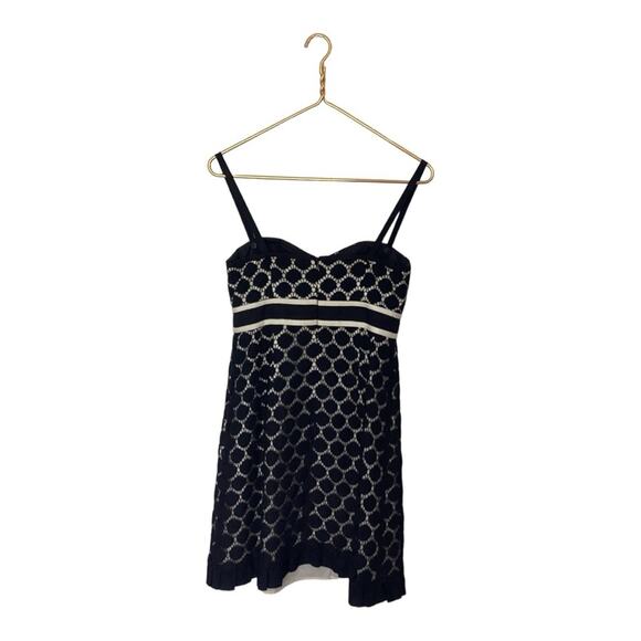 Nanette Lepore Black Polka Dot Lace Tank Knee Length Preppy Dress 4 - Picture 2 of 3